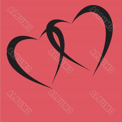 Cute vector background with vintage hearts