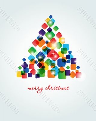 Christmas background with Christmas tree, vector illustration.