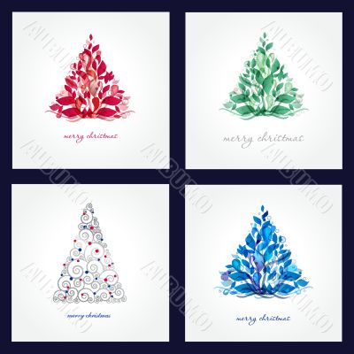 Set Christmas background with Christmas tree, vector illustration.