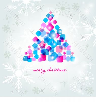 Christmas background with Christmas tree, vector illustration.