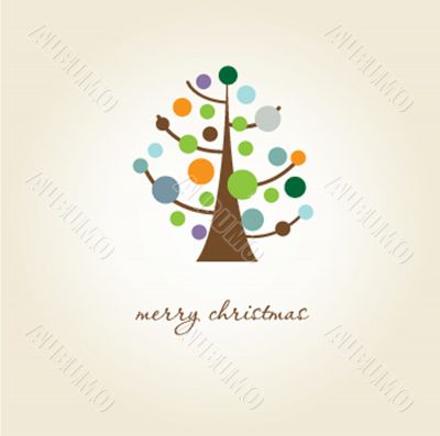 Christmas background with Christmas tree, vector illustration.
