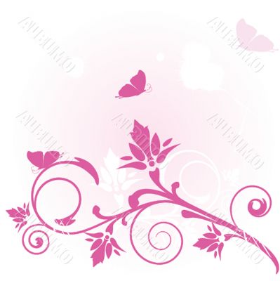 Floral card with butterflies