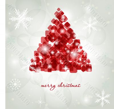 Christmas background with Christmas tree, vector illustration.