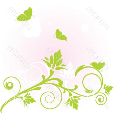 Floral card with butterflies