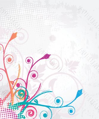 Abstract background with grey flowers