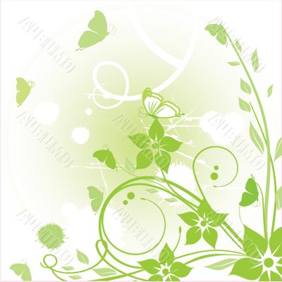 Floral card with butterflies