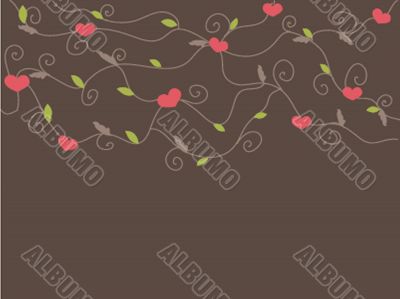 Cute vector background with vintage hearts