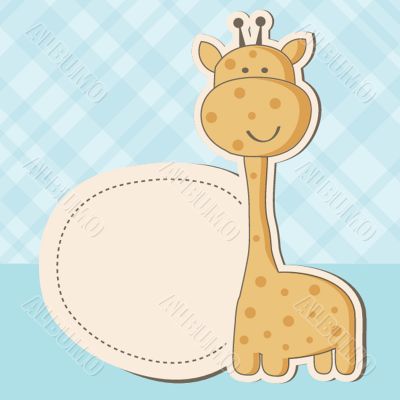 Baby girl shower card with cute giraffe