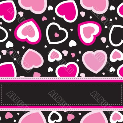 Cute vector background with vintage hearts