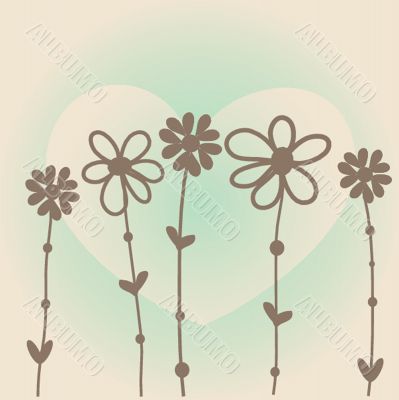 Vintage card with hand drawn flowers