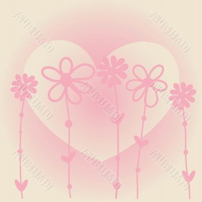 Vintage card with hand drawn flowers