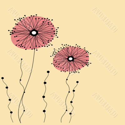 Vintage card with hand drawn flowers