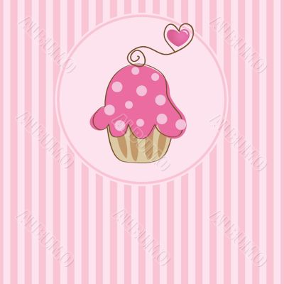 Cute vector background with small cupcake