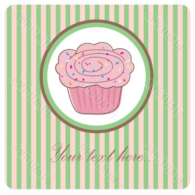 Cute vector background with small cupcake