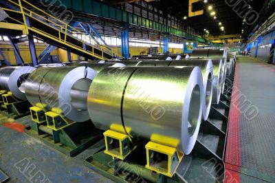 rolls of steel sheet in a plant