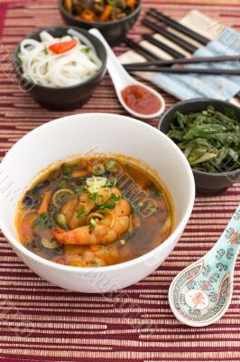Chinese soup with shrimps