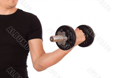 Man exercise with a dumbbell