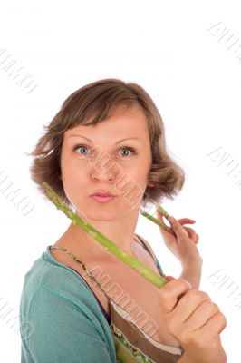 Woman with asparagus