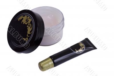 Cream for face and eye on white background