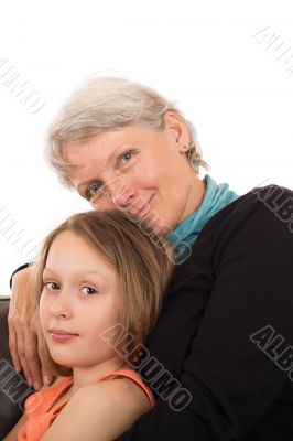 Portrait of senior and child