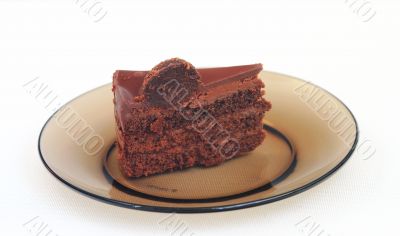 piece of cake on a dark dish