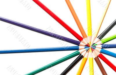 Colour pencils isolated on white background 