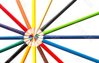 Colour pencils isolated on white background 
