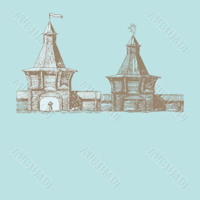 Old town vector illustration