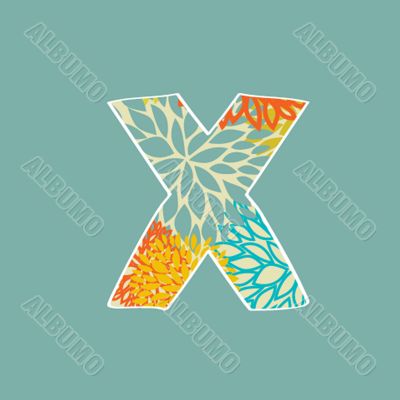 Grunge Vector Letter. Green Eco Style. Font Symbol X.