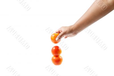 Fresh red tomato isolated with  on white background