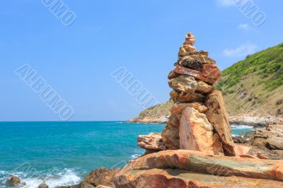 Stack of stones  near the sea