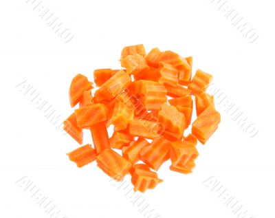 carrot diced isolated on white background