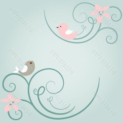 Vintage vector frame on floral background