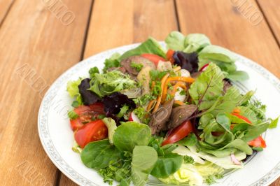 Fresh salad with liver