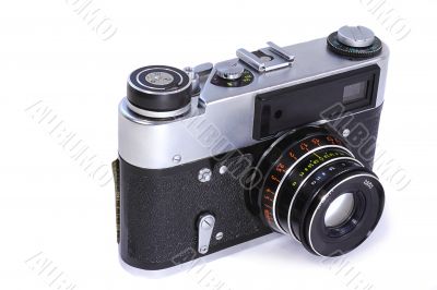 Film camera on a white background