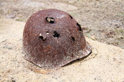 Rusty military helmet