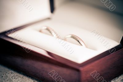 Two wedding rings in a box