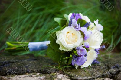 Wedding bouquet with yellow roses