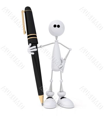 The 3D white little man with the handle.
