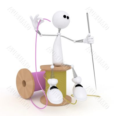 The 3D little man with a needle.