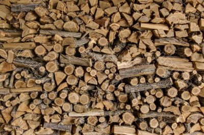 Pile of wood cut for fireplace