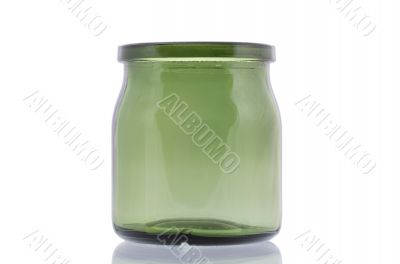 Green glass jar