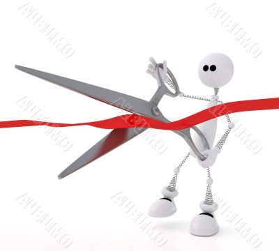 The 3D little man with scissors.
