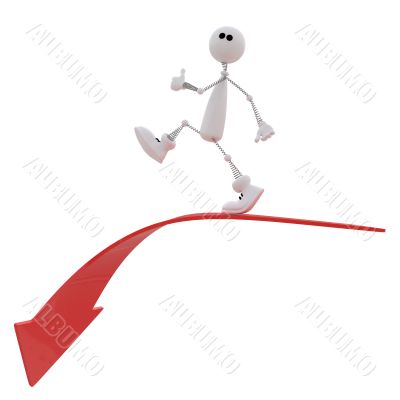 The 3D small person goes down.