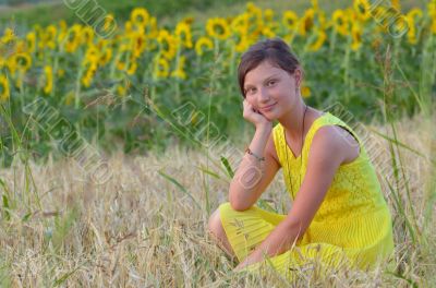  beautiful girl on field in summer