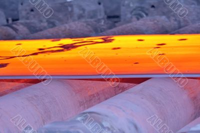 hot steel on conveyor