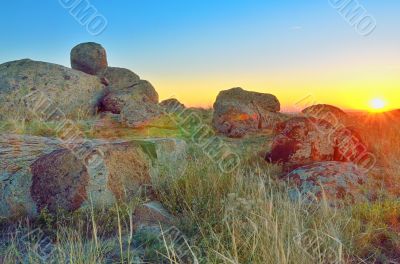 Sunset over Dobrogea hills