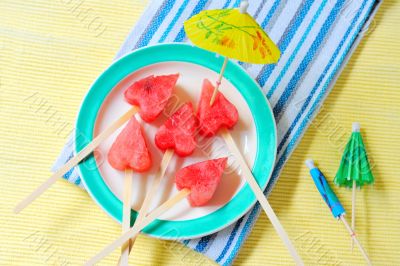 fruit pops of watermelon in heart shaped 