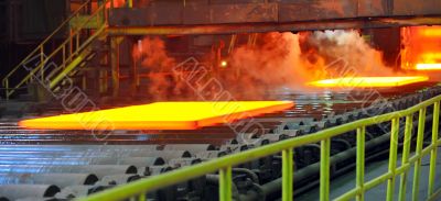 hot steel on conveyor