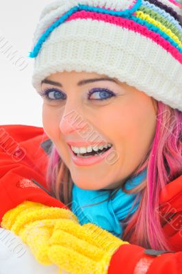 a winter portrait of a beautiful girl 